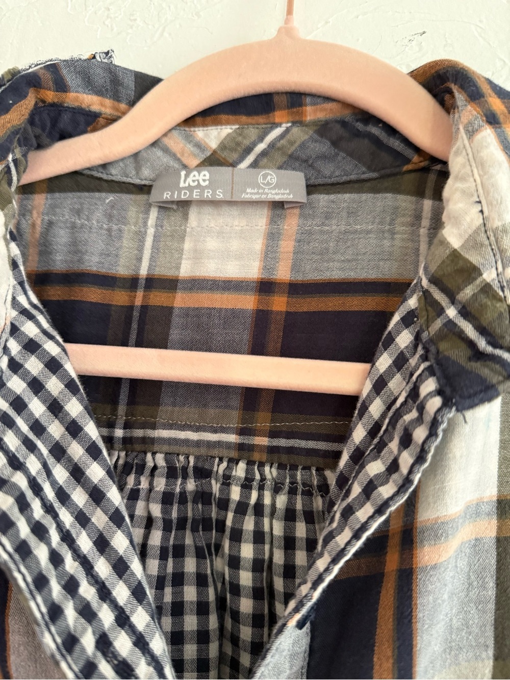 Brooks & Dunn Upcycled Plaid Shirt Blouse Large - Picture 5 of 9